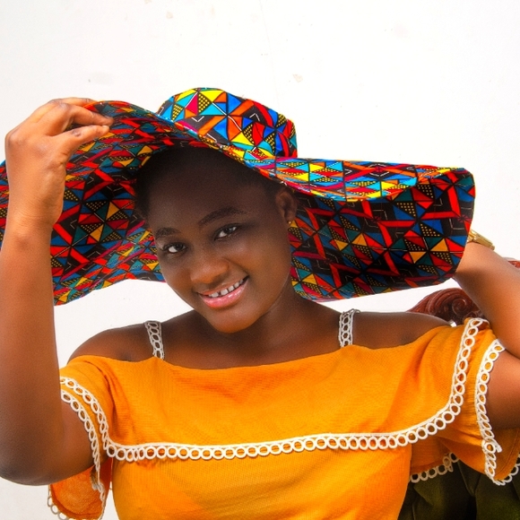 African/Ankara wide brim sunhat - Picture 1 of 6